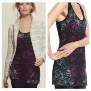 CAbi Heart of Love Purple Black Mesh Tunic Tank Top Size Medium